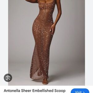 Oh Polly Chocolate Sequin long Dress